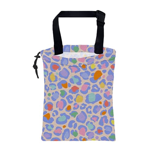 Car Garbage Bag Rainbow Colorful Leopard Drawstring Car Trash Bag Hanging for Back Seat with Adjustable Buckle Canvas Vehicle Trash Can Easy-to-Install - color: Rainbow Colorful Leopard