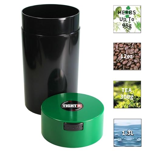 Tightvac - 3oz to 12 Ounce - Patented Airtight Container | Multi-use Vacuum Container Works as Smell Proof Containers for Herbs and Dry Goods. Green Black - color: Green Cap & Black Body