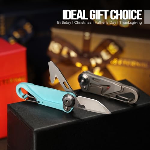 TACRAY Vinto 5-in-1 Small Pocket Knife – Ultra-Light Compact Multitool with Utility Knife, Seatbelt Cutter, Bottle Opener, Flathead Screwdriver & Keyring Attachment for Everyday Carry (Blue) - color: Blue