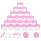 5 Gram Sample Containers with Lids, Mini Makeup Containers, Empty Plastic Travel Cosmetic Containers with Labels(25 Count, Pink Lid) - color: Pink