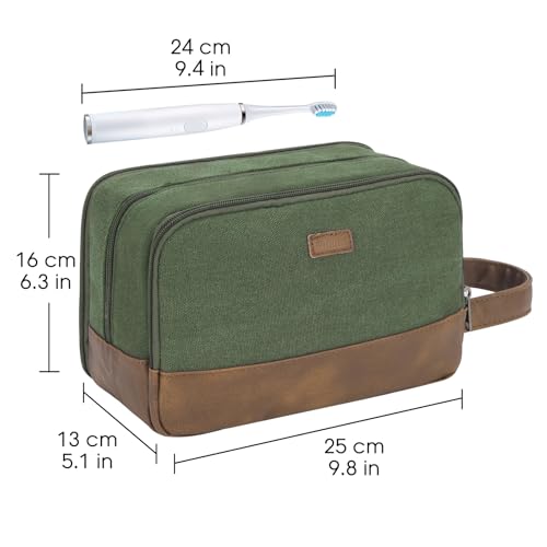 WANDF Travel Toiletry Bag for Men Large Toiletries Shaving Bag Water Resistant Hanging Dopp Kit Travel Accessories Bag for Women Men (Green) - color: Green