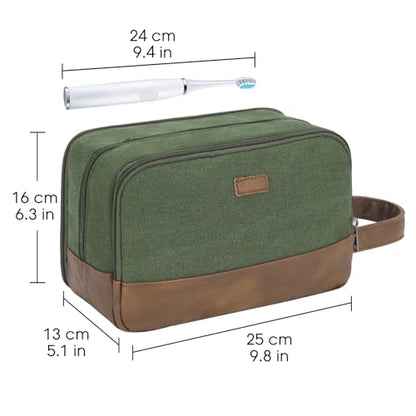 WANDF Travel Toiletry Bag for Men Large Toiletries Shaving Bag Water Resistant Hanging Dopp Kit Travel Accessories Bag for Women Men (Green) - color: Green