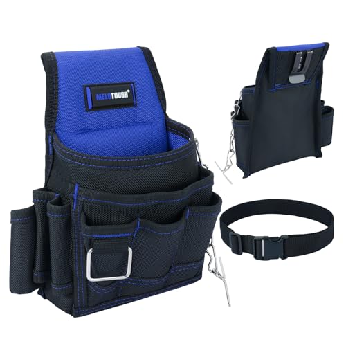 MELOTOUGH Electrician Tool Pouch Tool Belt Pouches Multiple Pockets Tool Organizer for Technician, Maintenance, HVAC - color: Blue, size: Small Electrician Pouch