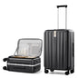Hanke 24 Inch Checked Luggage PC Hard Shell Suitcases for Travel Front Opening Aluminum Frame Travel Luggage Rolling Suitcase with Wheels.(Jet Black) - color: Black, size: 24 Inch