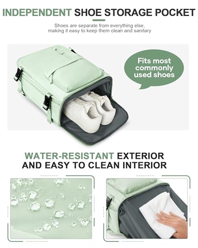 VGCUB Travel Backpack for Women Men for Spirit Airlines Personal Item Bag 18x14x8 Inches Laptop College Backpack,Waterproof Carry on Flight Approved Work Backpack Mochila de Viaje,Large Mint green - color: (Mint Green), style: X-large