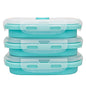 CCyanzi 3piece Collapsible Food Storage Containers with Lids, Silicone Lunch Container, Microwave & Freezer Safe, Space Saving for Kitchen Cabinet and Camping Backpack,(blue) - color: blue