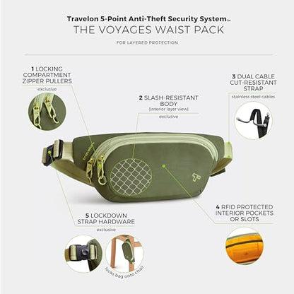 Travelon Anti-Theft The Voyages Waist Pack - color: Olive