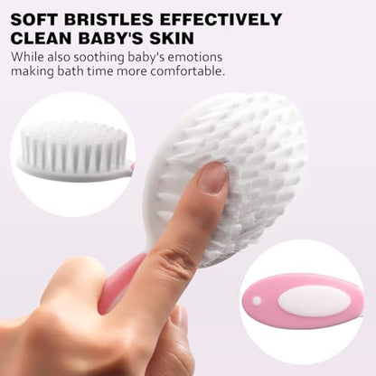Baby Grooming Set，Baby Health Care Set Baby Brush Soft Bristles 3 Piece Baby Care Set Baby Hair Brush and Comb Set Baby Hair Brush Baby Comb Silicone Baby Cradle Cap Brush Set - color: 3pcs Pink