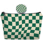 Green Checkered Gifts for Women – Unique Green Plaid Travel Makeup Bag Set with Mirror, Cosmetic Pouch Set for Checkered Lovers & Mom - color: Checkered Green-2S