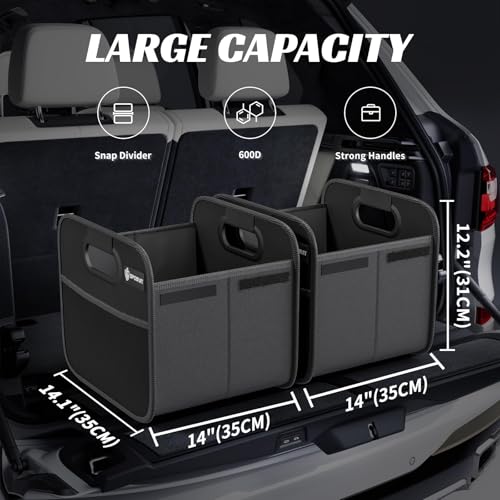 Sposuit Trunk Organizer for Car - Collapsible Split Trunk Storage with Reinforced Handles, SUV Trunk Organizers for Grocery Cargo(Black, 2Pack) - color: Black, size: Split(2 Pack)