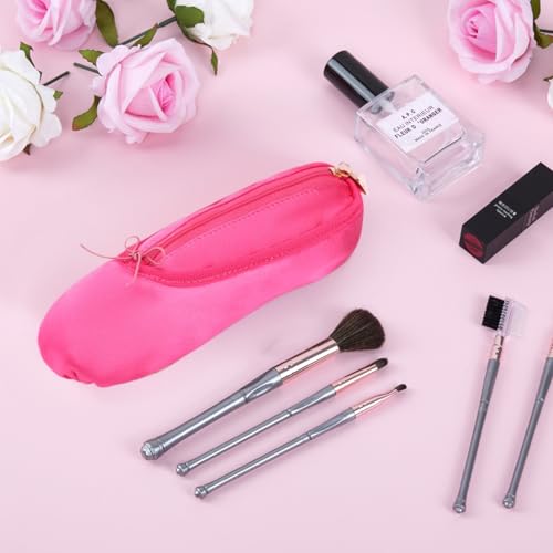 Ballet Dance Shoe Makeup Bag For Little Girls, Ballerina Slipper Makeup Pouch Bag, Ballet Pointe Shoes Gifts (Hot Pink) - color: Hot Pink