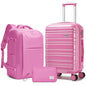 LARVENDER Carry on Luggage 22x14x9 Airline Approved Hardshell Suitcase with Wheels TSA Lock, PC+ABS Lightweight Suitcase Set for Women with Travel Backpack, Glossy Berry - color: Glossy Berry (XL-BP), size: 3 Piece Set (Backpack/TB/20)