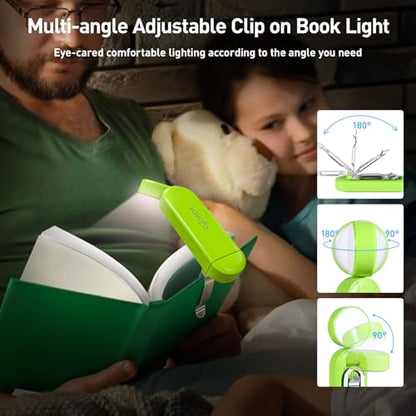 VAVOFO USB Rechargeable Book Light, Blue Light Blocking, Amber Light Clip On Bookmark Shaped Reading Light, Eye Care 6 LEDs Book Light for Bookworms Reading in Bed with 9 Lighting Modes (Neon Green) - color: Neon Green