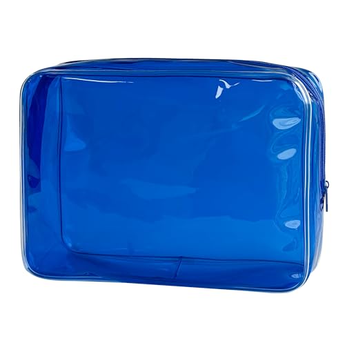Waterproof PVC Makeup Bag - Leakproof Cosmetic Organizer for Travel Toiletry Storage 9.84×7.09×2.36 Inch for Women & Men (Blue) - color: Blue