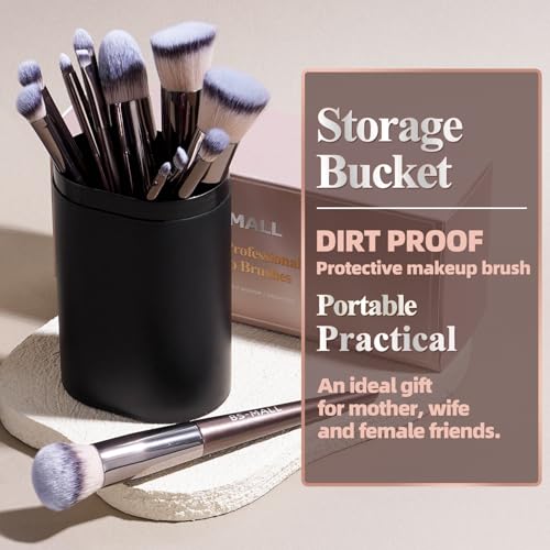 BS-MALL Makeup Brush Set 18 Pcs Premium Synthetic Foundation Powder Concealers Eye shadows Blush Makeup Brushes with black case (Coffee) - color: Coffee