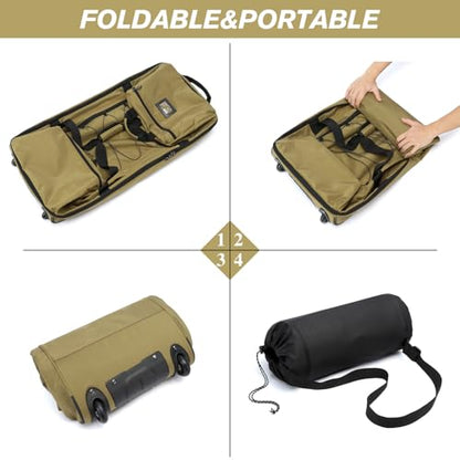 Laripwit Collapsible Duffle Bag with Wheels 130-170L Extra Large Expandable Travel Duffel Bag for Men Women Heavy Duty Military Duffle Bag for Camping Rolling Foldable Carry On Luggage, Brown - color: Brown