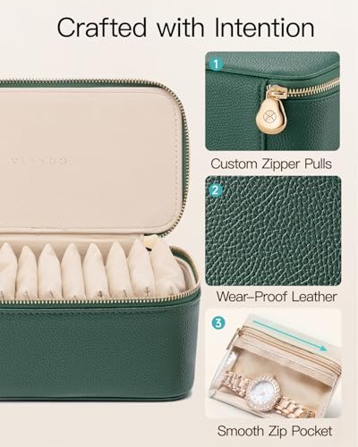 VLANDO Jewelry Travel Case,Travel Jewelry Organizer with Clear Velvet Jewelry Bags 12Pcs Zipper Pouch for Women Girl Gift-Green - color: D.12PCS Green