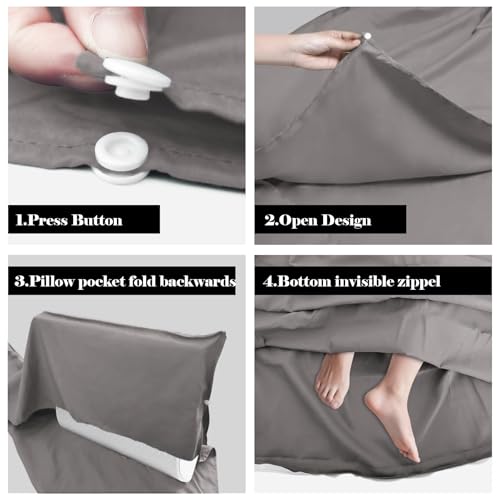 Sleeping Bag Liner,Travel Sheet & Adult Sleep Sack, Camping Sheets Travel Sleep Sack for Backpacking,Hotels & Hostels -Lightweight Single &Double Travel Sheet Camping Sheets - color: Double Gray