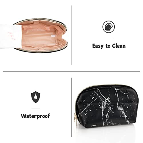 Ethereal Large Cosmetic Bag, Marble Black Travel Makeup Bag Waterproof Makeup Organizer Bag Portable Makeup Bag Purse Small Toiletry Bag for Women - color: 11-marble black