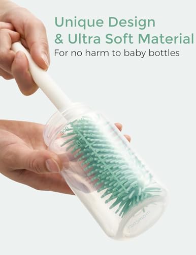 Momcozy Bottle Brush Set - Baby Bottle Cleaner Kit with Silicone Brush, Nipple Brush, Straw Brush, Soap Dispenser, Drying Rack - 7 in 1 Bottle Cleaning Tool for Home and Travel, Green - color: Green, size: Classic Style