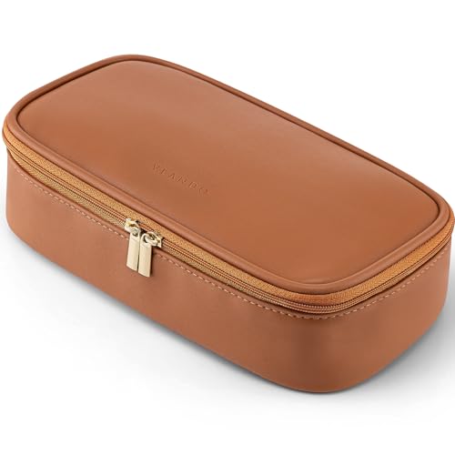 Vlando Travel Makeup Bag,Small Makeup Bag for Women,Gifts for Women Girls, Makeup Pouch Purse Travel Essentials Toiletries-Brown - color: 01-Brown