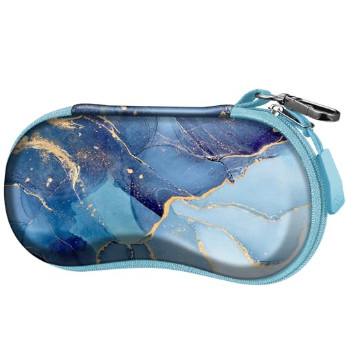 FINTIE Sunglasses Case, Hard EVA Shell Shockproof Sport Glasses Case with Metal Carabiner Travel Zipper Eyeglasses Holder - color: Z-ocean Marble