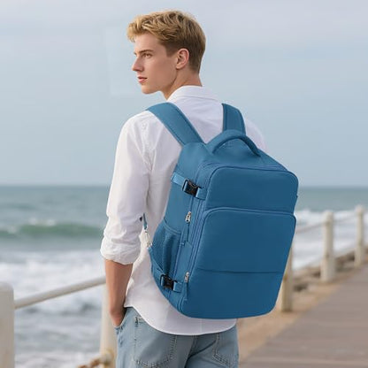 Sinaliy Travel Backpack, Carry on Flight Approved Backpack with Multi-Pockets, TSA Waterproof 17.3inch Laptop Backpack, Personal Item Travel Bag for Men Women, Deep Blue - color: Deep Blue, size: X-Large