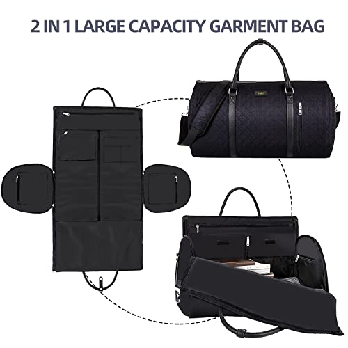 Garment Bag for Travel Convertible Carry On Garment Bag Large Travel Duffel Bags for Women 2 in 1 Hanging Suitcase Suit Travel Bags for Women & Men 3pcs Set - color: G-black Houndstooth