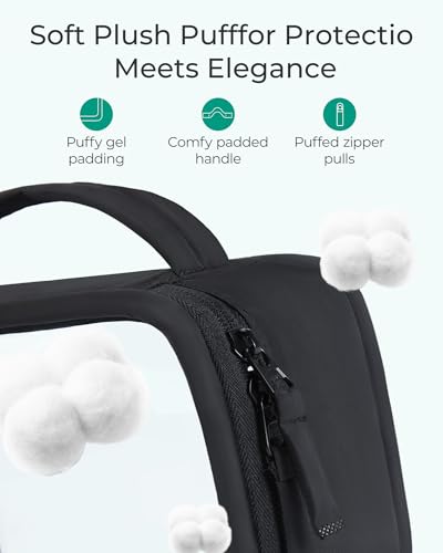 BAGSMART TSA-Approved Toiletry Bag, Large Opening Clear Makeup Bag with Handle, Quart Sized Travel Toiletry Bag, Carry-On Airline Compliant for Men and Women (Black) - color: Black, size: Medium