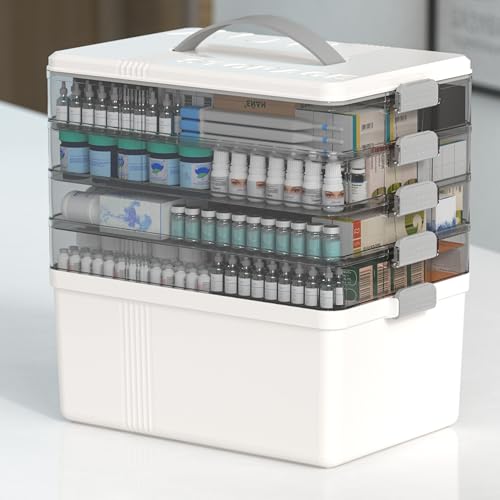 Citylife 5-Tier Medicine Organizer, Portable Medicine Cabinet First Aid Kit with Handle, Multi-Purpose Organizer for Family First Aid, Home, Travel - size: 5-Tier