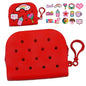 Soft Silicone Mini Coin Purse with Zipper and Cartoon Hole,with 15 pcs DIY Charms. Portable Keychain Pouch Organizer (Red) - color: Red