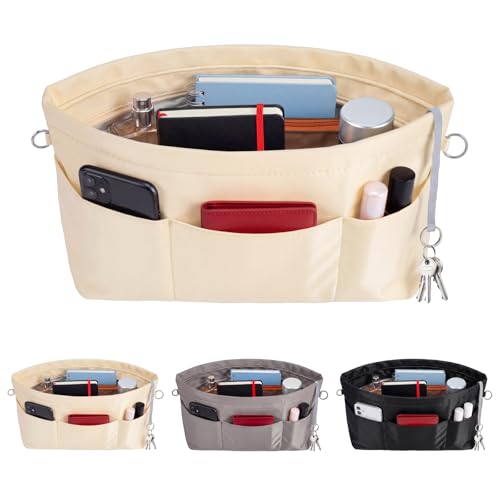 VANCORE Purse Organizer Insert for Handbags,Tote Bag Organizer Insert with Zipper Bag,Premium Handbag Organizer Inside Liner for Women - color: Light Beige, size: Medium