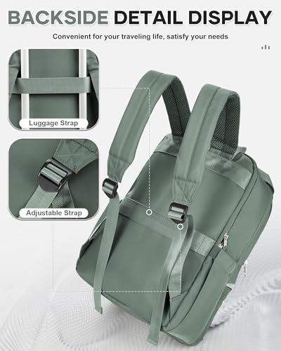 wepadre Small Travel Backpack for Women Men Personal Item Travel Bag Carry on Backpack for Travel Carry on Luggage - color: Olive Green