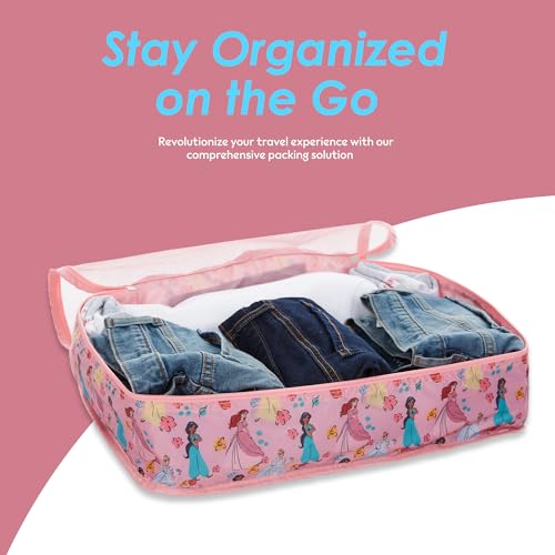 Disney Minnie Mickey Stitch Packing Cubes - Winnie the Pooh, Princess Cinderella, Cars, Toy Story 5 Piece Packing Cubes Compression - Travel Essential - Luggage Suitcase Organizer Set - color: Pink