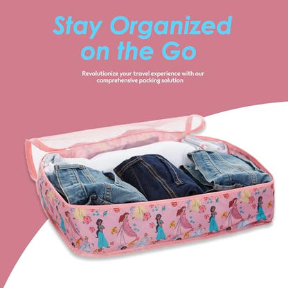 Disney Minnie Mickey Stitch Packing Cubes - Winnie the Pooh, Princess Cinderella, Cars, Toy Story 5 Piece Packing Cubes Compression - Travel Essential - Luggage Suitcase Organizer Set - color: Pink