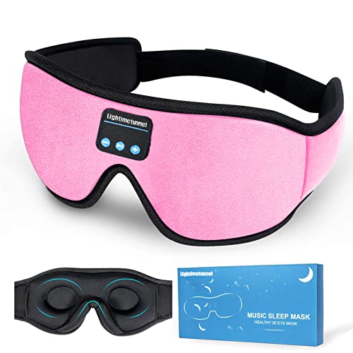Sleep Headphones, 3D Sleep Mask, LIGHTIMETUNNEL Washable Sleeping Headphones with Ultra Thin Stereo Speakers Microphone Hands Free for Insomnia Travel Pink - color: Pink