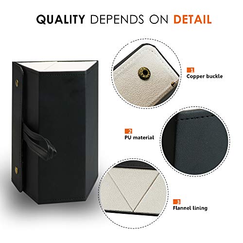LifeArt Eyeglass Case Hard Shell, Portable Sunglass Case, Fashionable PU Leather Eyeglass Case, Lightweight - color: G_3 Slots Black