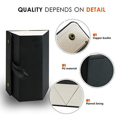 LifeArt Eyeglass Case Hard Shell, Portable Sunglass Case, Fashionable PU Leather Eyeglass Case, Lightweight - color: G_3 Slots Black