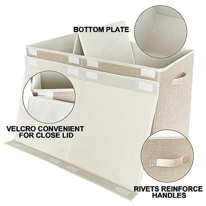 Large Toy Box Chest Storage with Lid - Collapsible Kids Toys Boxes Organizer Bins Baskets with Handles for Boys, Girls, Nursery, Playroom, Clothes, Blanket, Bedroom(Beige) - color: Beige