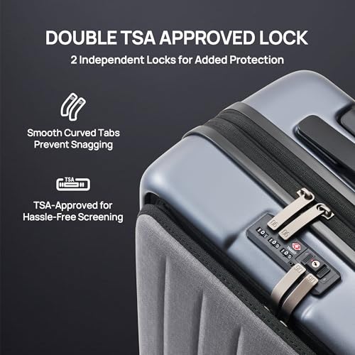 NINETYGO Carry On Luggage 22X14X9 Airline Approved with Front Pocket, 20 Inch Luggage with Front Compartment, Expandable, Double Spinner Wheels, Hardsided PC, TSA Lock (Midnight Black, Seine Max) - color: 08-Midnight Black (Seine Max), size: Carry-On 20-I