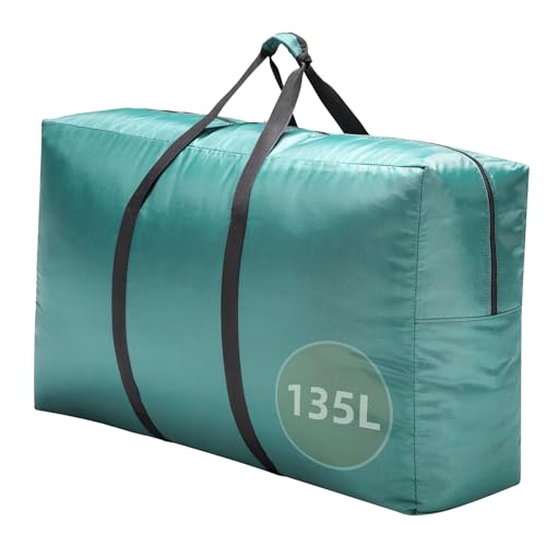 Extra Large travel duffel bag with Strong Handles, 135L Waterproof duffel bag, Durable Zippers, Extra Large Storage Totes for Camping, Space Saving and Moving Supplies, Green - color: Green, size: L - 35.4″ × 11.8″ × 19.7″