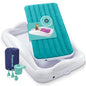 Hiccapop Inflatable Toddler Travel Bed with Safety Bumpers [4-Sided] | Portable Toddler Bed for Kids | Toddler Air Mattress | Kids Air Mattress - Teal Blue - color: Teal