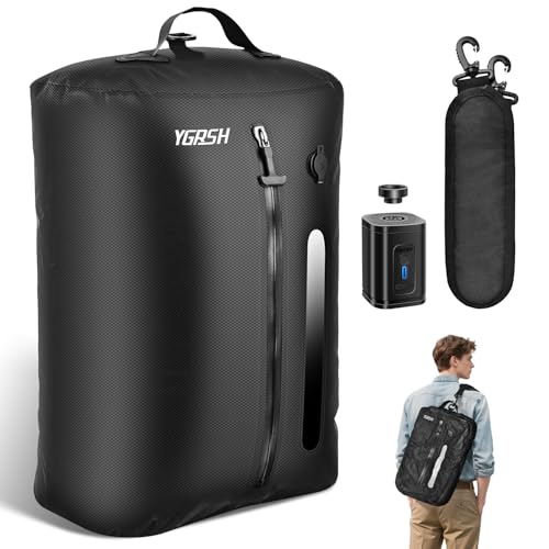 Vacuum Bags for Travel, Waterproof Compression Bags with Wireless Lockable Pump, Reusable Vacuum Packing Cubes Compatible with Suitcase, Luggage, Backpack (1, Black, 36L)