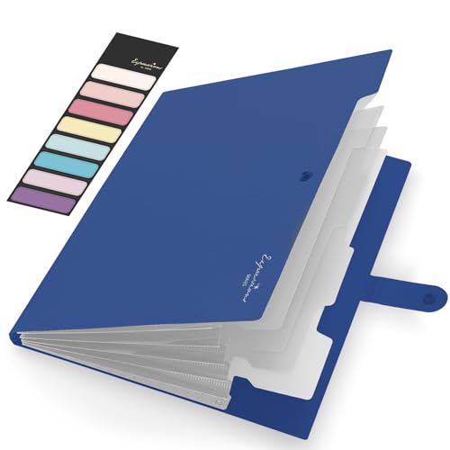 Sooez Accordion File Organizer, Letter Size Expanding File Folder with Labels, 5 Pocket Folders for Document, Portable Paper Bill Receipt Organizer for Home School Office Supplies, A4 Size, Navy Blue - color: Navy Blue