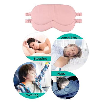 HBHLFZ Sleep Mask 2 Pack - Bamboo Viscose Fiber Sleeping Eye Mask - with Elastic Band/Headband - Comfort Sleeping Shade - for Nighttime Sleeping, Traveling & Napping（Pink） - color: Pink