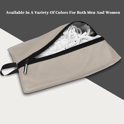 Waterproof Shoe Bag Odor Absorbing Multifunctional Storage Lightweight Shoe Dust Bags with Zipper for Gym Sports Travel Work Men and Women (Off White, 16.5 × 9.8 Inches)
