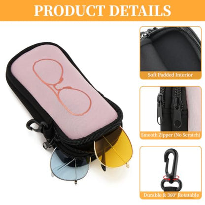 WOZEAH Double Eyeglass Case with 2 Compartments, Travel Eyewear Organizer for Two Pairs of Glasses - color: Purple