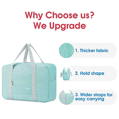 For Spirit Airlines Personal Item Bag Foldable Travel Duffel Bag Tote Carry on Luggage Duffle Overnight for Women and Men - color: 1112-Thick Series Mint Green
