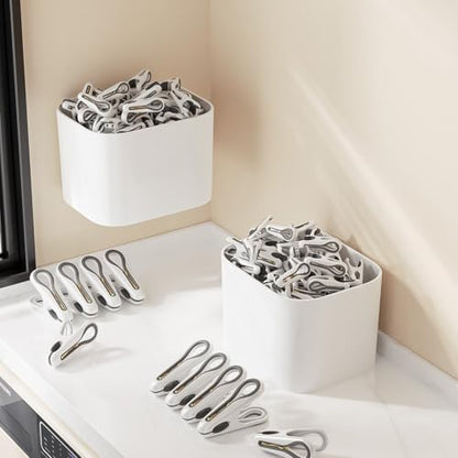 Plastic ClothesPins Heavy Duty Out door 36 Pack with Storage Box, 2.5-Inch Chip Clips with Non-Slip No-Trace Design for Laundry, Drying Clothes,Towels, Crafts, Picture, Food Clips, Home Use and Travel