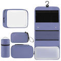 Toncoke Travel Toiletry Bag Set, Hanging Toiletry Bag Premium Faux Leather, Toiletry Bag for Women & Men, Travel Essentials Makeup Bag Water-resistant (Faux Leather Purple) - color: Faux Leather Purple